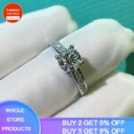 With Certificate Silver 925 Ring Round 1 Carat Created Diamond Wedding Engagement Band For Women Free Get Earrings Gift R035 2