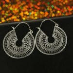 HuaTang Vintage Gold Silver Color Metal Dangle Hollow Earrings for Women Geometric Carved Ethnic Earring Indian Jewellery brinco 5