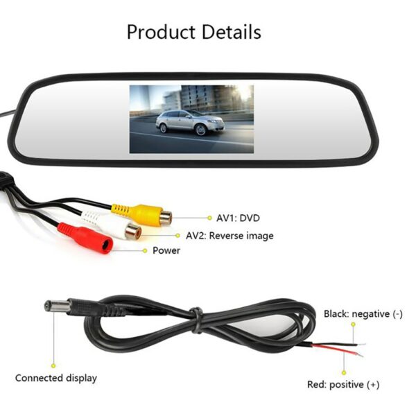 4.3 inch Car Rearview Mirror Monitor Auto Parking System Night Vision HD Screen Display Clear Image Backup Reverse Camera 5