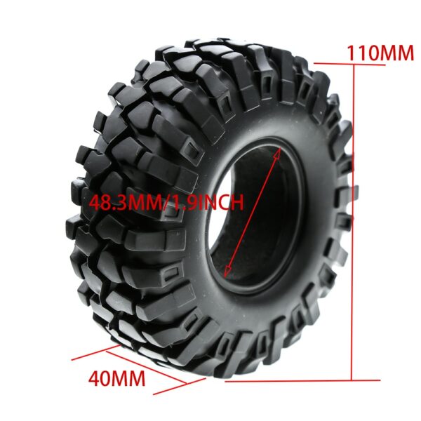 4pcs 1.9 inch Tire Rubber Wheel Tires  Tyre for 1:10 RC Rock Crawler TRX4 Bronco D90 D110 Axial scx10 90046 RC4WD CC01 TF2 2