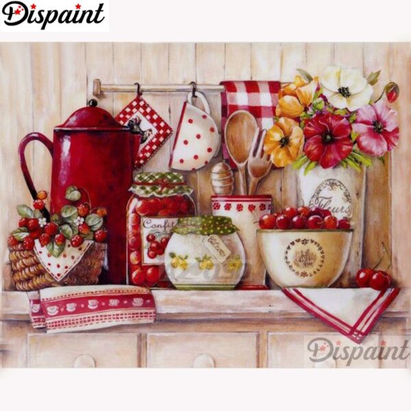 Dispaint Full Square/Round Drill 5D DIY Diamond Painting "Kitchen utensils scenery" Embroidery Cross Stitch 5D Home Decor A11467 1