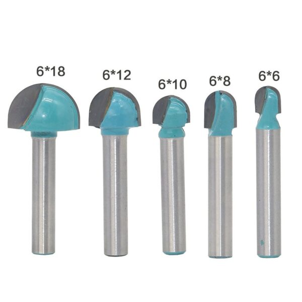 6mm Shank Round Nose Router Bits Set 5-Size Diameter-6mm&8mm&10mm&12mm&18mm Woodworking Cove Box Milling Cutters 2
