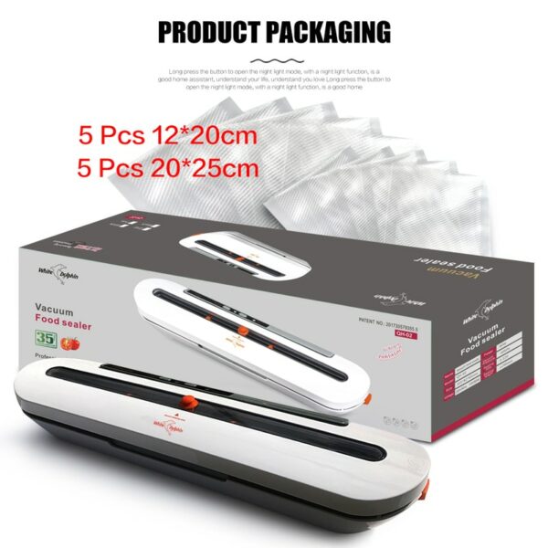 White Dolphin Vacuum Food Sealer 110V 220V Electric Household Mini Food Vacuum Sealer Packaging Machine With 10pcs Storage bags 6