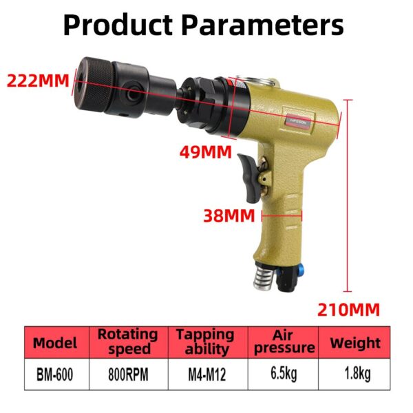 HIFESON Powerful Multifunctional Air Pneumatic Powerful Gun Tapping Machine M4-M12 for Metal Tapping of Cast Iron Pig Steel 2