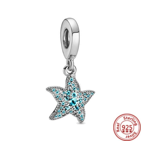 925 Silver Starfish Sea Turtle Seahorse Pendant Shell Dolphin Cute Beads Fit Original Pandora Charms Bracelet Women Fine Jewelry 2