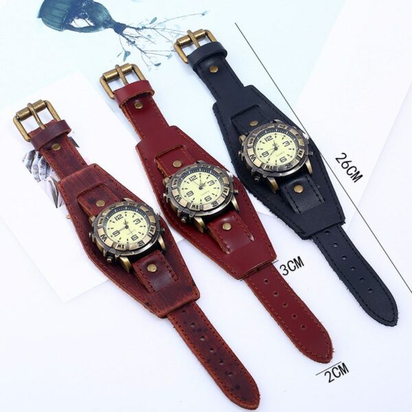 Vintage Retro  Leather Strap Watch Women Men Punk Quartz Cuff Watch Wristwatches Bracelet Bangle Casual Watches Gift 5