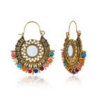 LosoDo India Jhumka Golden Fringe Women's Earrings Resin Bead Pendant Hippie Tribe Egypt Nepal Gypsy earrings fashion Jewelry 3