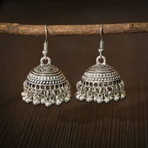 Tibetan Jewelry Silver Color India Geometric Hanging Dangle Drop Earrings Bohemia Bells Jhumka Earrings 1