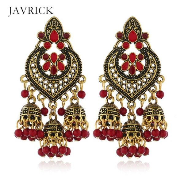 Retro Indian Bollywood Kundan Jhumka Jhumki Drop Earrings Gypsy Dangle Earring Jewelry Women Ear Accessories Jewelry Gift 1