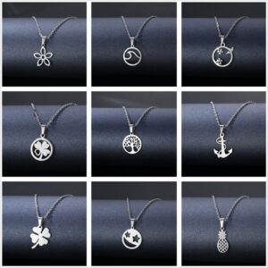 DoreenBeads Fashion Stainless Steel Necklace Tortoise Heart Tree Pendant For Women Men Necklace Jewelry 45cm long, 1 Piece 1