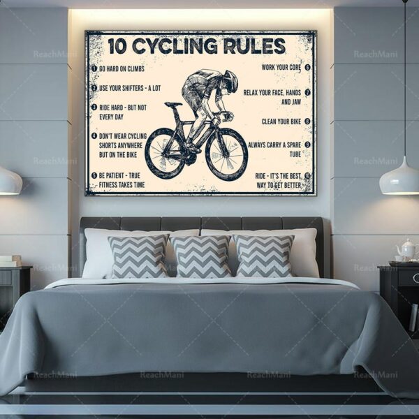 10 bicycle rules retro posters, bicycle enthusiast posters, racing bicycle posters, cycling wall art, home decoration 4