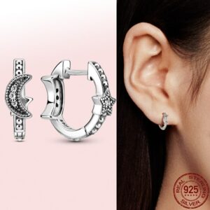 Silver Earrings Real 925 Sterling Silver Asymmetrical Heart Hoop Earrings for Women Fashion Silver Earring Jewelry Gift 2