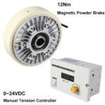 12Nm Hollow Shaft  Magnetic Powder Brake 1.2kg DC24V Unwinding & Manual Tension Controller Kit for Printing Packaging Machine 1