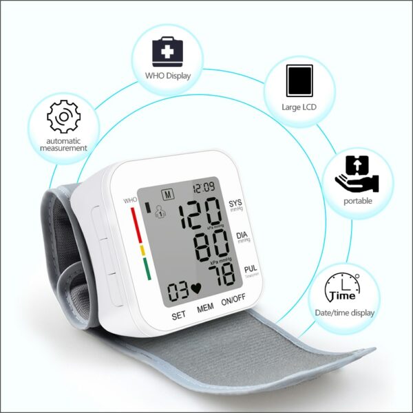 RZ Digital Wrist Blood Pressure Monitor PulseHeart Beat Rate Meter Device Medical Equipment Tonometer BP Mini Sphygmomanometer 3
