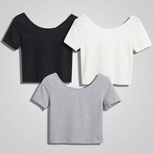 2021 NEW Women Basic Simple All-match Solid Color Stretch T-shirts 1PC Short Navel Top Ladies Short Sleeve O neck Sexy Crop Top 1