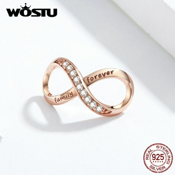 WOSTU Real 925 Sterling Silver Infinity Love Charms Forever Family Bead Fit Original Bracelet Pendant Zircon Jewelry FIC1146 3