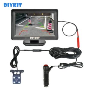 DIYKIT 4.3" Car Monitor Vehicle Rear View Reverse Backup Car LED Camera Video Parking System Car Charger Easy Installation 1