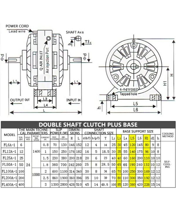 Shaft magnetic powder clutch 0.6~40KG Roll up Biaxial tension inflatable shaft Magnetic powder brake 5