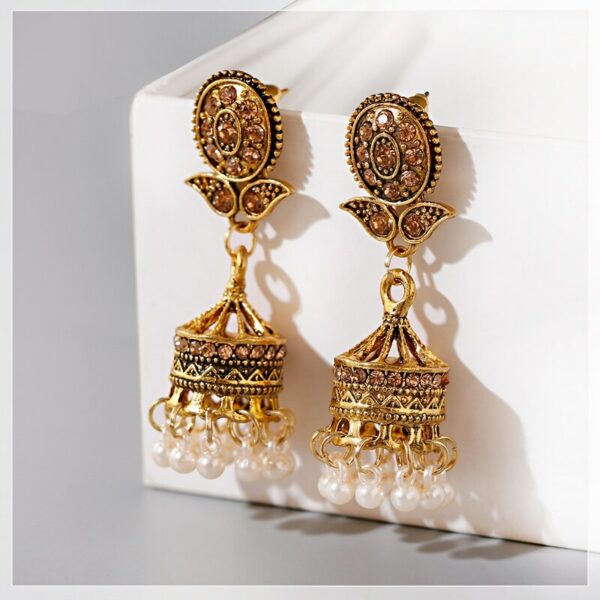 Women's Afghan Vintage Indian Jhumka Jewelry Earrings Ethnic Pearl Beads Tassel Bridal Earrings Mujer Accessories Brincos 5