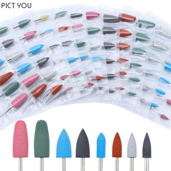 6pcs/set Silicone Rubber Nail Drill Milling Cutter Drill Bits Files Burr Buffer for Electric Machine Grinder Cuticle Nail Tool 1