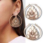 Ganesha Ganesh Vintage Drop Dangle Earrings Etched Elephant OM Hindu Lotus Hoop Retro Buddhism Yoga Oorbellen Orecchini Jewelry 2