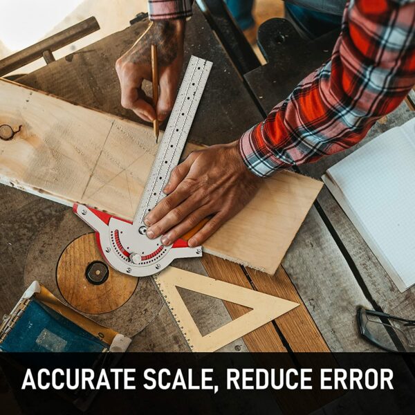 Woodworkers Edge Rule, Precision Woodworking Angle Ruler, 0-70 Adjustable Protractor Angle Finder Ruler Woodworking Tools 5