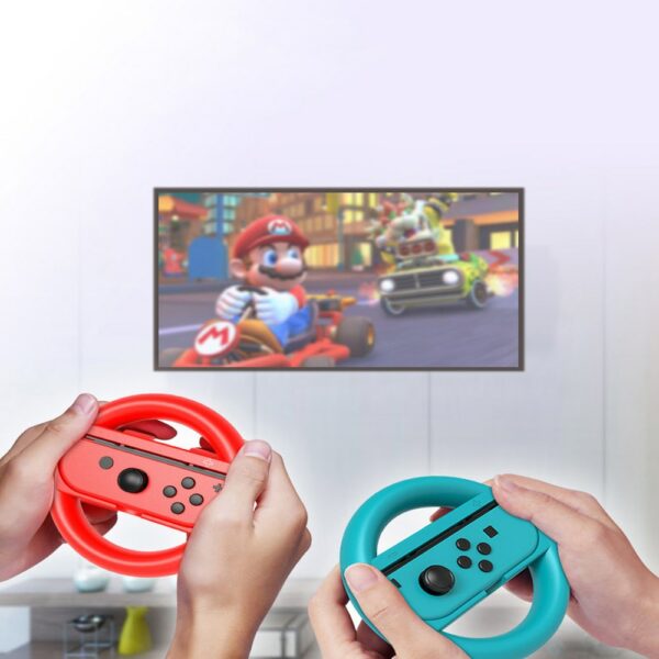 for Switch OLED 2Pcs Left&Right Racing Steering Wheel Controller joycon Handle Holder Grip For Nintendo switch Accessories 3