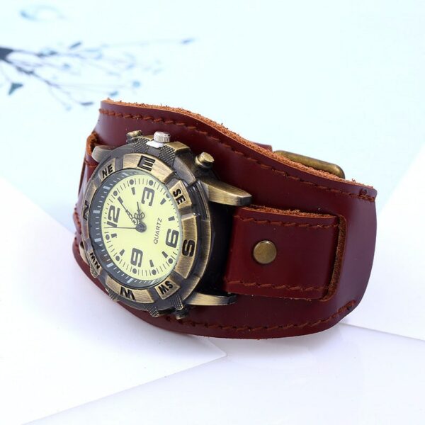 Vintage Retro  Leather Strap Watch Women Men Punk Quartz Cuff Watch Wristwatches Bracelet Bangle Casual Watches Gift 3