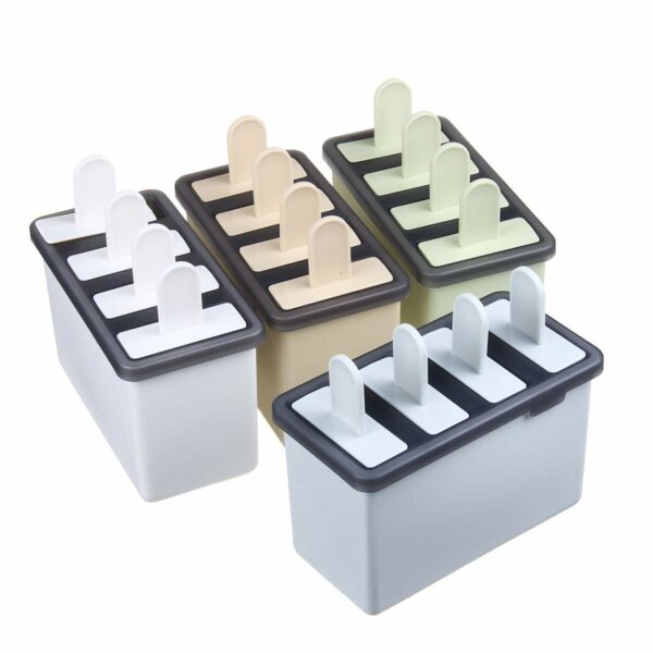 ZK30 Square 4 Cell Silicone Popsicle Maker Molds DIY Ice Cube Mold Box Ice Cream Juice Yogurt Lolly Mould Tray Tools 5