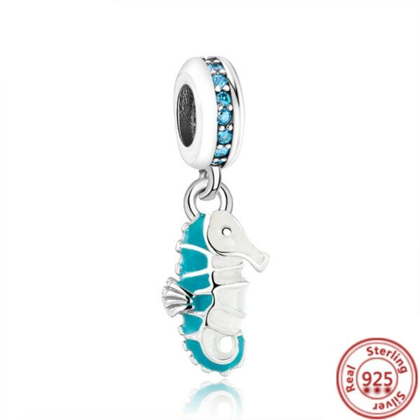 925 Silver Starfish Sea Turtle Seahorse Pendant Shell Dolphin Cute Beads Fit Original Pandora Charms Bracelet Women Fine Jewelry 6