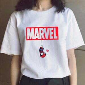 Spiderman The Avengers T Shirt Women Marvel Kawaii Print Super Hero Vintage Top Casual Fashion T-shirt Femme Unisex Tees Clothes 1