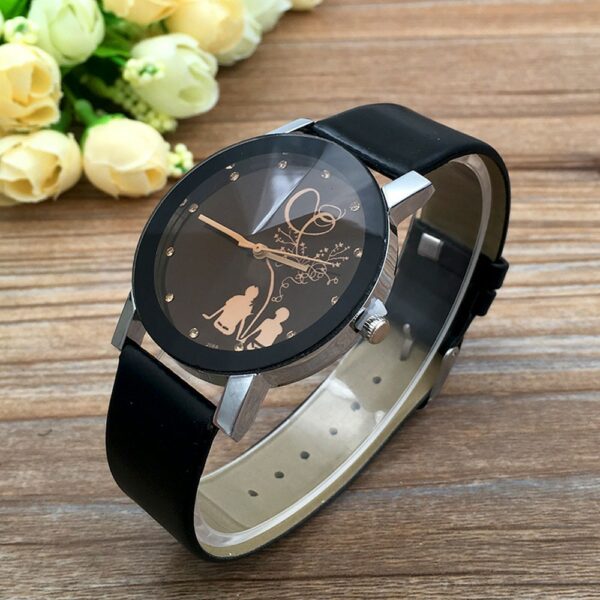 Ladies Watch Fashion Quartz Watch Couple Stylish Spire Glass Wristwatch Simple Diamond Back View Couple Watch Set Couple Gift 4