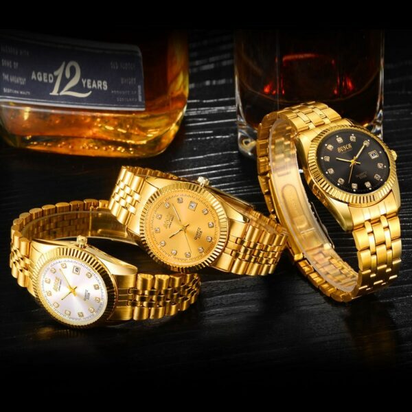 BOSCK Fashion Couples Wristwatches Mens Gold luxury brand Women Dress Watch Reloj Watch Men Relogios Masculinos 5