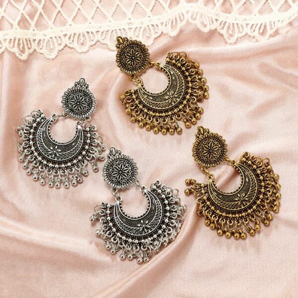 Women Earrings Metal Tassel Jhumka Indian Ethnic Bollywood Dangle Earrings Fashion Jewelry Accessories 4