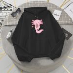 Funny Women Cute Axolotl Loves Bubble Tea Hoodies Sweatshirt Print Loose Cartoon Hooded Oversized Hoodie Streetwear Woman Cloth 3