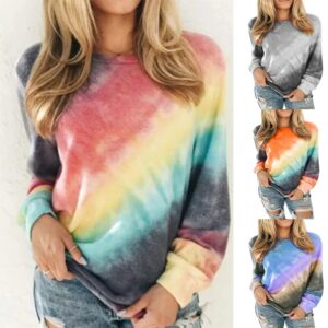 GULE GULE Women Crewneck Colorful Long Sleeve Sweatshirts Pullover Tops(S-XXL) 1