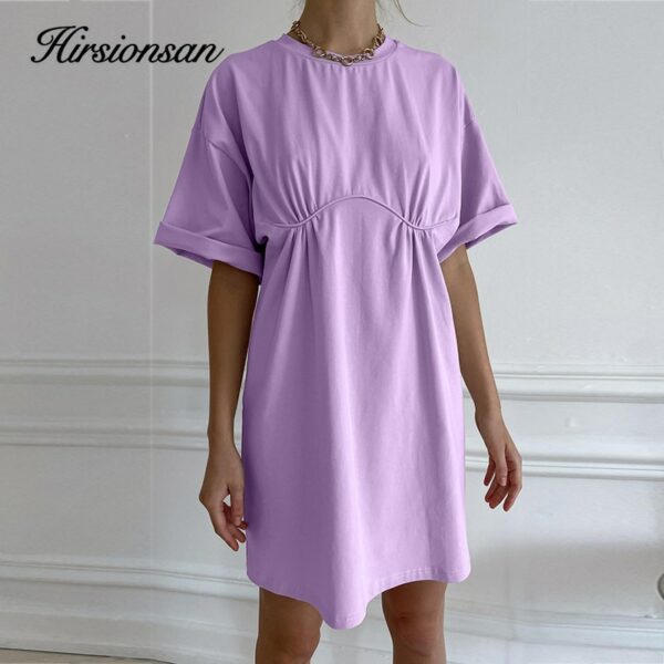 Hirsionsan Soft Cotton T Shirt Dresses Women Summer Harajuku High Waist A Line Mini Dress Female Long Tees Casual Loose Clothes 1