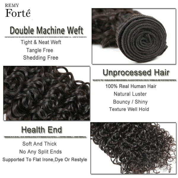 Remy Forte Curly Bundles With Closure 10-30 Inch Remy Brazilian Hair Weave Bundles 3/4 Kinky Curly Bundles With Closure Fast USA 5