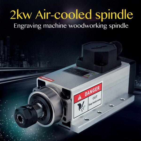 2.2kw Air-cooled Square Spindle Motor Kit 2200w Spindle +2.2kw 220V Inverter + ER20 Collet Air Spindle Motor Engraving Milling 2