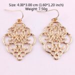ZWPON Retro Gold  Filigree Moroccan Alloy Drop Earrings Delicate Alloy Figure Hollow Drop Earring for Woman Jewelry 6