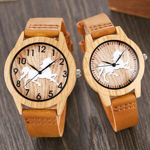 Creative Wood Watch Men Women Couple Quartz Imitate Bamboo Wooden Watch Minimalist Watches Soft Brown Leather Wrist Clock Reloj 6