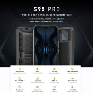 DOOGEE S95 Pro 256GB ROM 8GB RAM IP68/IP69K Rugged Phone Android 9.0 Pie Helio P90 Octa-Core 6.3" FHD+ Display 48MP Cams Wireles 2