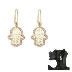 Hand Fatima Hamsa Dangle Earring Hollow Pendant  Gold Crystal Vintage Drop Brincos For Women Creative Gifts 2019 New Boho 1