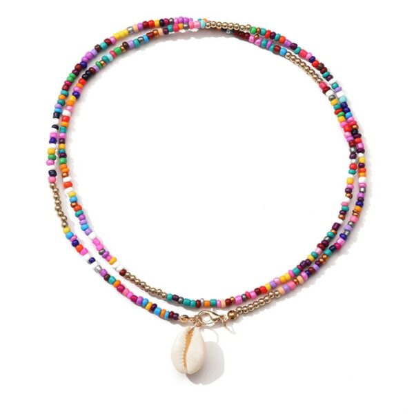 Bohemian Colorful Seed Bead Shell Choker Necklace Statement Short Collar Clavicle Chain Necklace for Women Female Boho Jewelry 2