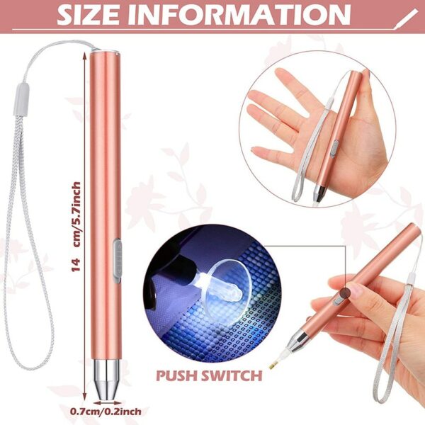 14cm Rechargeable Lighting Diamond Painting Drill Pen Cross Stitch Pen LED Drill Pens DIY Crafts Sewing Embroidery Accessories 3