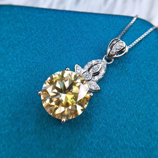 Luuomansi Luxury 5CT 11MM Yellow Moissanite Necklace Passed Diamond Test S925 Silver Wedding Jewelry Anniversary 6