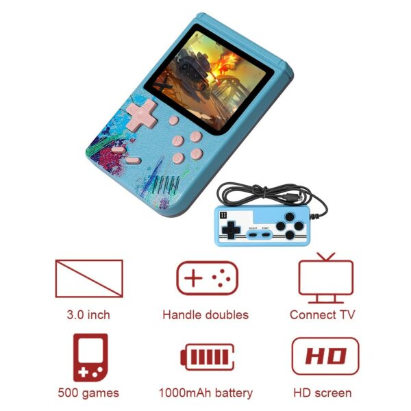 G5S Built-In 500 Games 3.0-inch Color Screen Retro Electronic Game Console Handheld Portable Classic Game Players Support FC 4