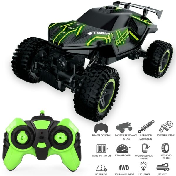 2.4G 4WD Lights Spray Climbing RC Car 1:16 Cool lighting/Exhaust spray/Strong power mountain climbing stunt car gifts for kids 1