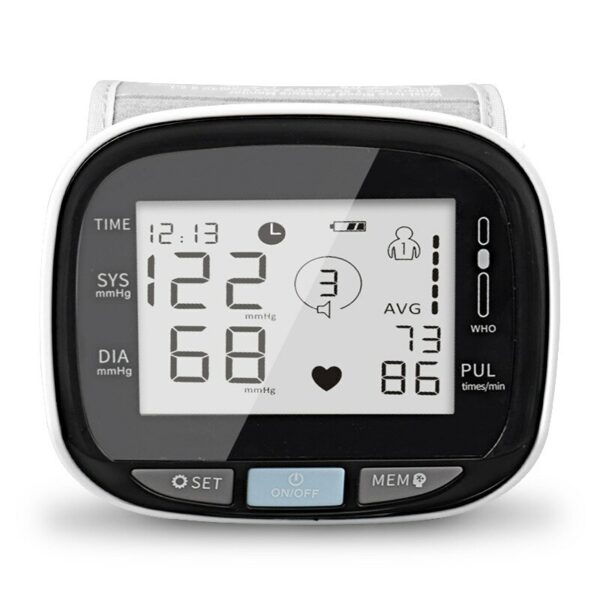 Wrist Medical Digital Blood Pressure Heart Rate Monitor Tensiometer BP Pulse Rate Tension Manometer Automatic Sphygmomanometer 4