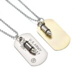 High Quality Fashion Men Military Charm Dog Tags SINGLE EMBOSSED Chain Pendant Necklace Jewelry Gift  Jewelry Stainless Steel 4